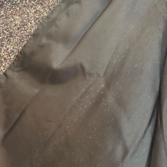 Vintage 1960s Cape Wool Coat with Fur Tails 60s MOD Flecked Tweed Black Gray - Picture 10 of 12